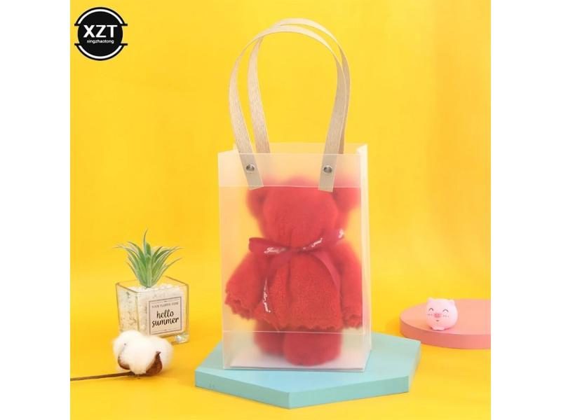 Coral Velvet Fleece Bear Hand Towel 30x30cm With Bag For Gifts Carousel 1