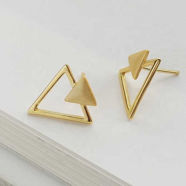 18K Gold Geometric Stud Earrings "Layla" Carousel 2