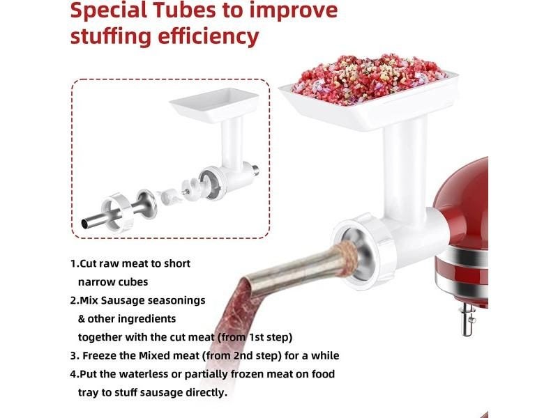 InnoMoon Sausage Stuffer Kit For Kitchenaid Plastic FGA Food Grinder Attachment Carousel 2