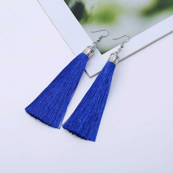 Silky Tassel Earrings 11cm "Juno" (Blue) Carousel 1