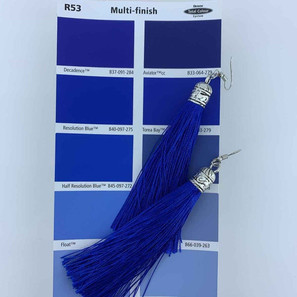 Silky Tassel Earrings 11cm "Juno" (Blue) Carousel 2
