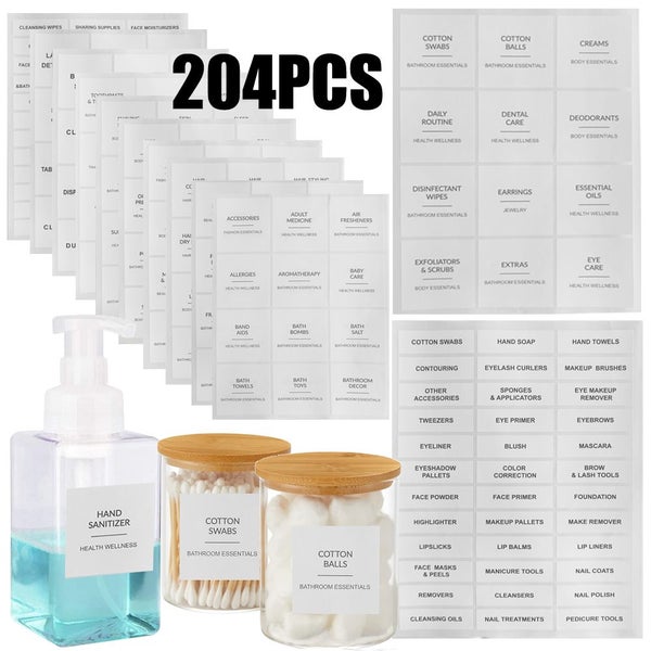 189/204pcs Preprinted Minimalistic Bathroom Labels Soap Dispenser Carousel 1