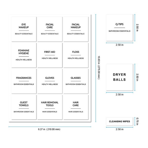 189/204pcs Preprinted Minimalistic Bathroom Labels Soap Dispenser Carousel 7