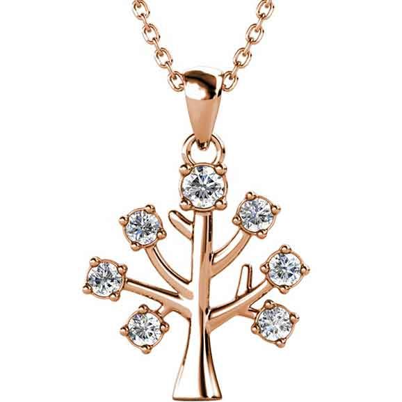 Rose Gold Crystal Necklace "Tree of Life" Carousel 1
