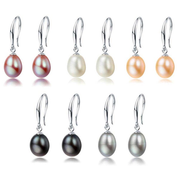 925 Sterling Silver Pearl Earrings "Elise" (Grey) Carousel 2
