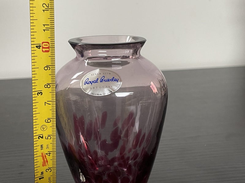 Vintage Royal Brierley hand made art glass plum vase Carousel 12