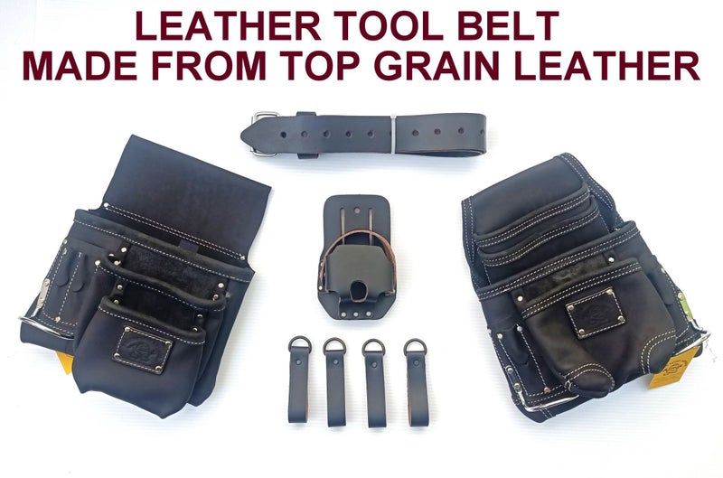 TOOL BELT- BLACK HEAVY DUTY LEATHER SLIDE & SWAP ON BELT FOR 33" TO 45" INCH Carousel 1