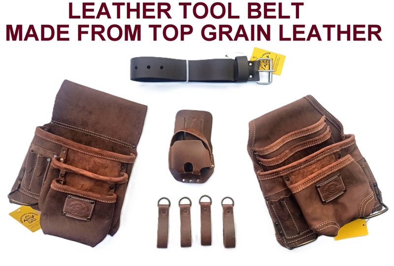 TOOL BELT- BROWN HEAVY DUTY LEATHER SLIDE & SWAP ON BELT FOR 33" TO 45" INCH Carousel 1