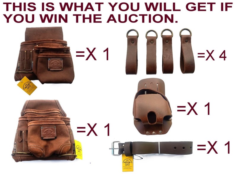 TOOL BELT- BROWN HEAVY DUTY LEATHER SLIDE & SWAP ON BELT FOR 33" TO 45" INCH Carousel 2