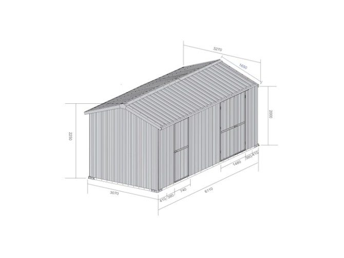 Workshop Shed 6.11m x 3.07m x 2.27m Ironsand Carousel 6