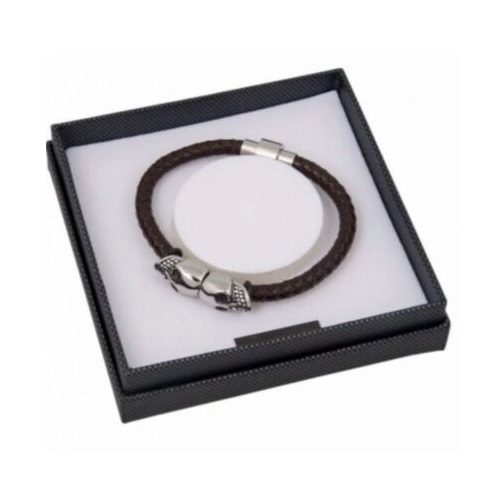 Equilibrium Men Skulls Leather Bracelet Black Carousel 1