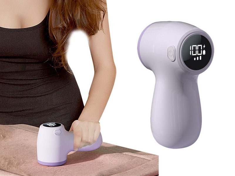 Rechargeable Lint Remover Fabric Shaver with Digital Display Purple Carousel 1