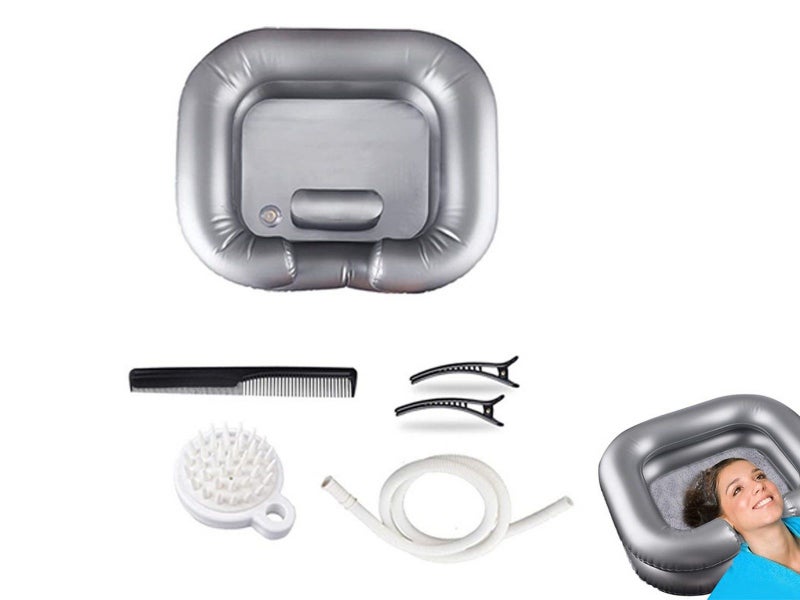 Portable Inflatable Shampoo Basin Bowl Sink for Haircut Dye Hair Wash Grey Carousel 1