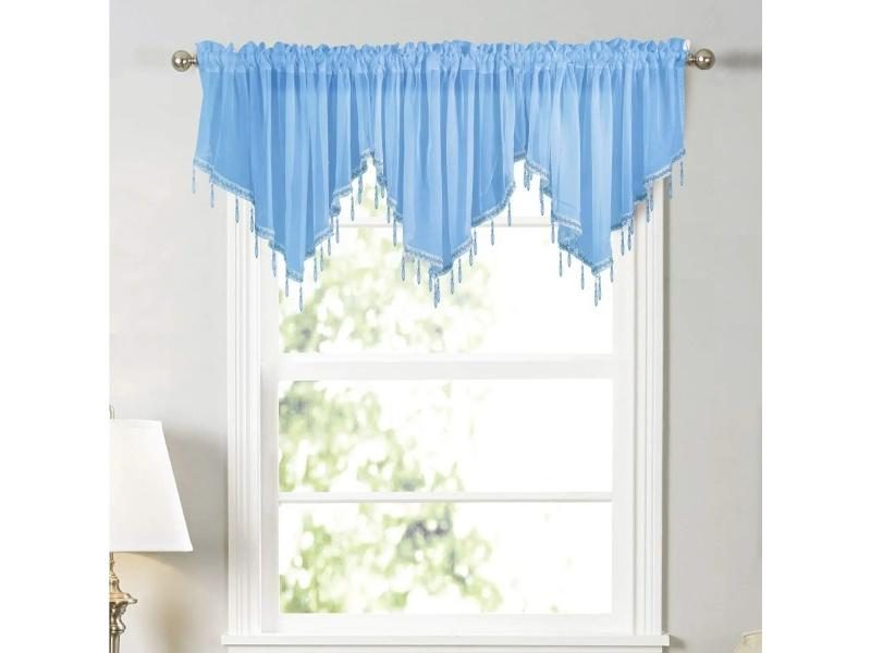 1PC Curtain 130cm Width Rod Pocket Scalloped Curtain Valance Sheer Lace Panels Carousel 2