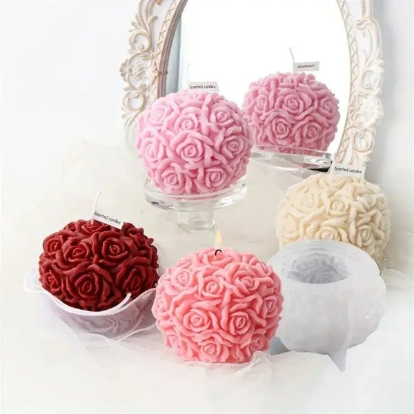 3D Rose Ball Candle Resin Silicone Mold Valentine's Day Casting Mold Creative Carousel 1