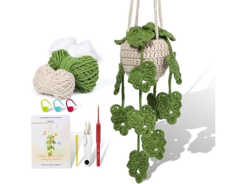 LMDZ Crochet Kit For Beginners 1 2 3 Pcs Leaf Potted Plant Starter Kit Carousel 1