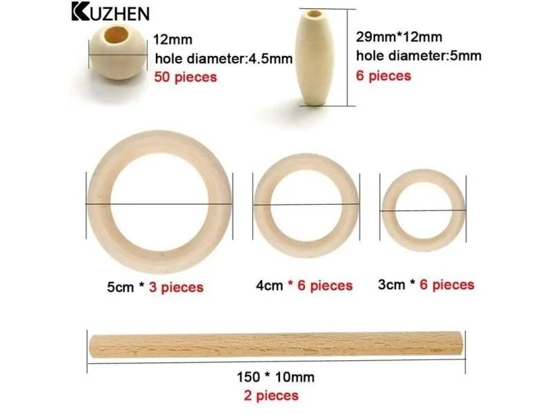 Macrame Cord Natural Cotton Rope Wood Ring Wood Stick For DIY Teether Kit Carousel 1
