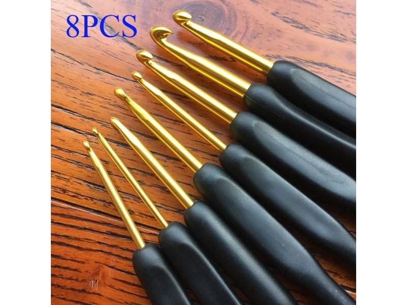 8pcs Handmade Crochet Hook Set Soft Handle Stitches Sewing Tool Home Knitting Carousel 1