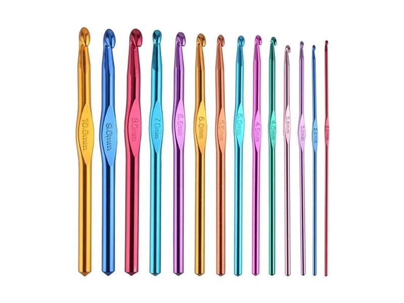 14 Sizes 2-10mm Multicolor Aluminum Handle Crochet Hooks For Crocheting Carousel 1