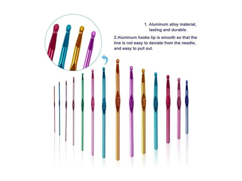 14 Sizes 2-10mm Multicolor Aluminum Handle Crochet Hooks For Crocheting Carousel 2