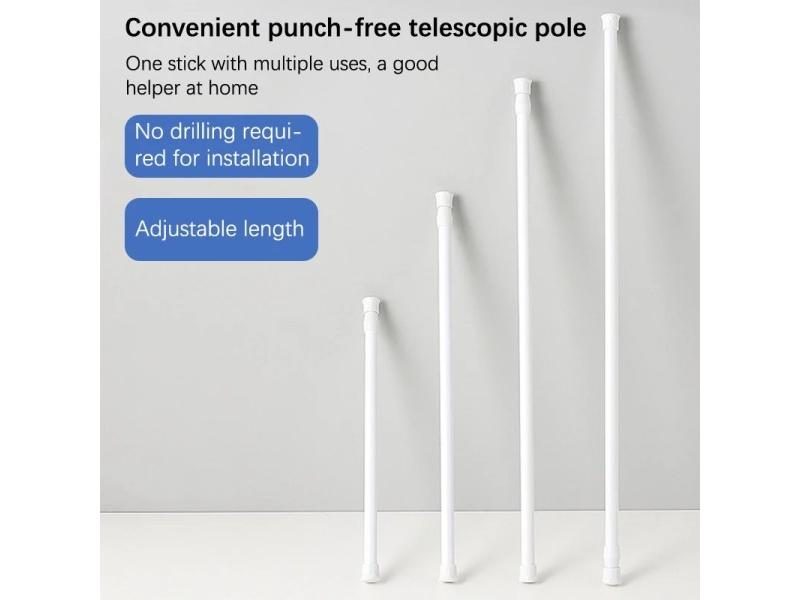 Adjustable Metal Curtain Rod Holder No Drilling Extendable Stick Carousel 2