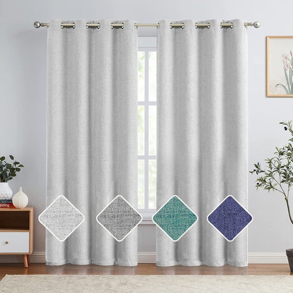 Thermal Insulated 100% Blackout Curtains Drapes Eyelet Off White Medium-TME09 Carousel 1