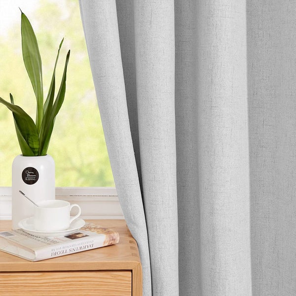 Thermal Insulated 100% Blackout Curtains Drapes Eyelet Off White Medium-TME09 Carousel 2