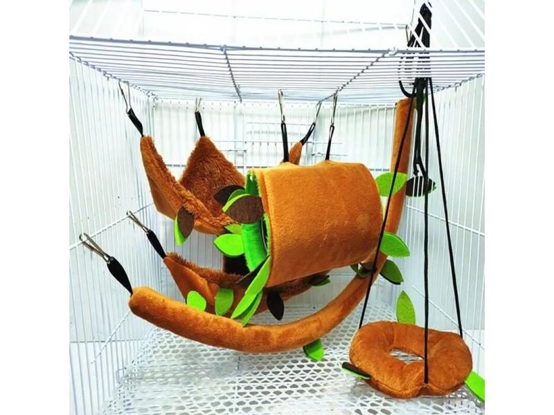5 Pcs/Set Ropeway Nest Forest Hamster Hammock Soft Toys Leaf Tunnel Toy Hanging Carousel 1