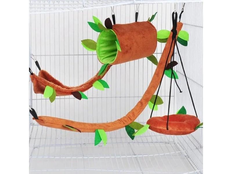 5 Pcs/Set Ropeway Nest Forest Hamster Hammock Soft Toys Leaf Tunnel Toy Hanging Carousel 2