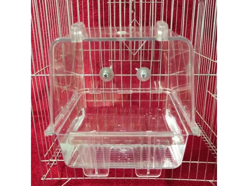 Hanging Pet Bird Parrot Clear Shower Bathing Tub Box Bathtub Cage Cleaning Tool Carousel 1
