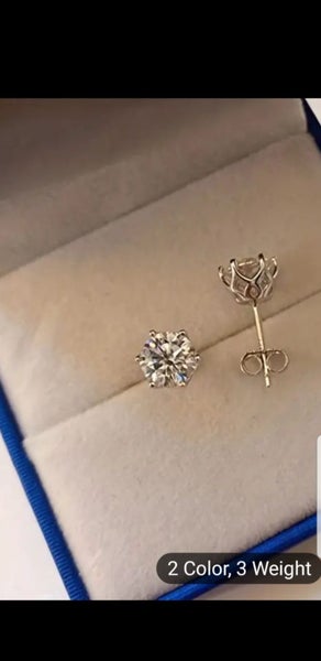 1ct each diamond x 2 total 2ct TDW earrings NEW** $50 reserve bargain Carousel 1