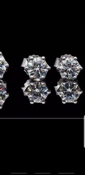 1ct each diamond x 2 total 2ct TDW earrings NEW** $50 reserve bargain Carousel 2