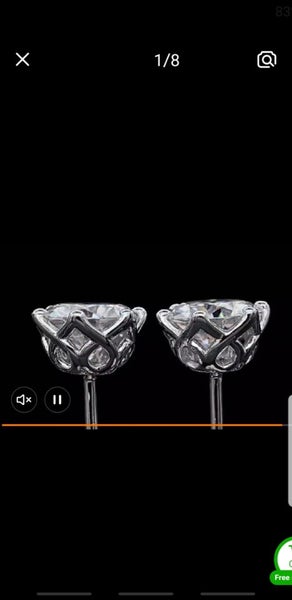 1ct each diamond x 2 total 2ct TDW earrings NEW** $50 reserve bargain Carousel 3