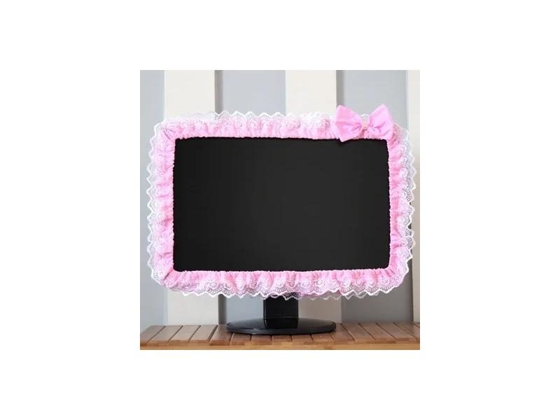 Lace Fabric Computer Frame Cover Monitor Screen Dust Cover With Elastic Pen Carousel 1