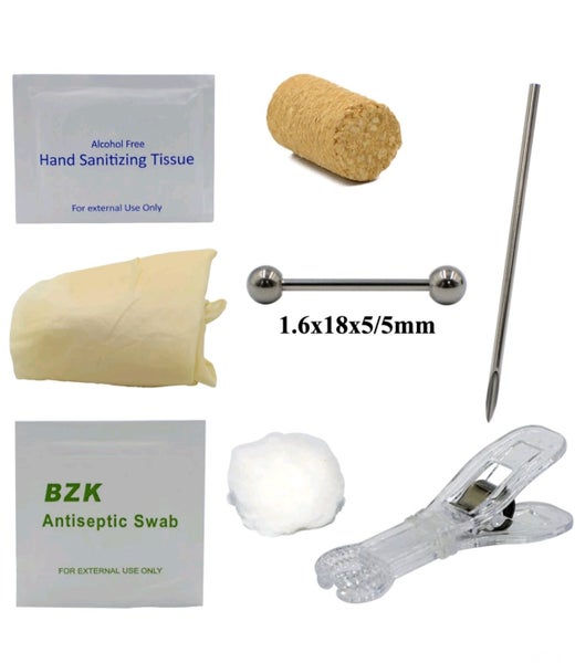14g Barbell 18mm. DIY Body Piercing Kit. Carousel 1