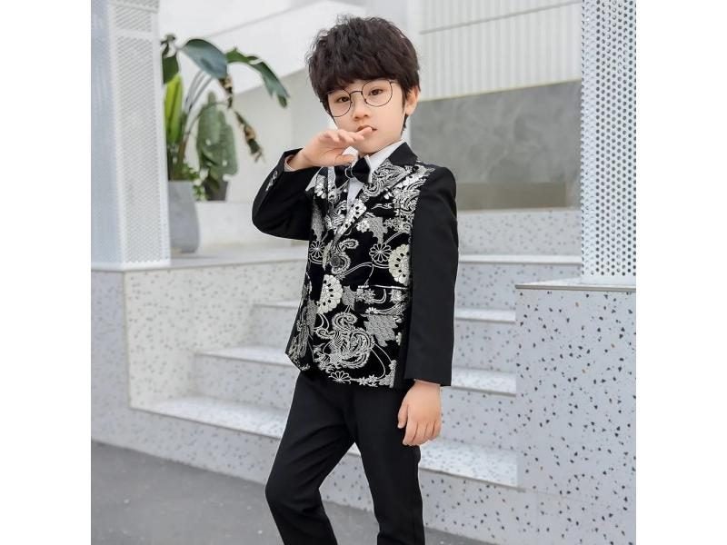 Children's Formal Dress 3PCS Jacket Pants Bowtie For Piano Performance Carousel 1