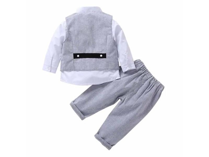 Baby Boys Spring Autumn Formal Suit 4PCS British Wind Tie Shirt Vest Pants Carousel 1