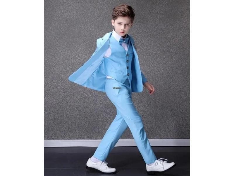 Boys' Blue Wedding Suit For Kids Party Teenager Birthday Tuxedo Carousel 2