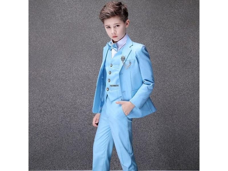 Boys' Blue Wedding Suit For Kids Party Teenager Birthday Tuxedo Carousel 1
