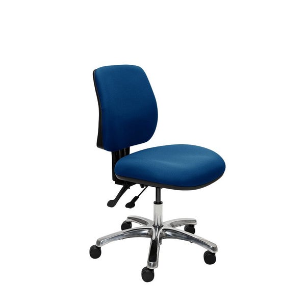 Buro Roma 2 Lever Mid Back Office Chair, Polished Aluminium Base, Blue Fabric... Carousel 1