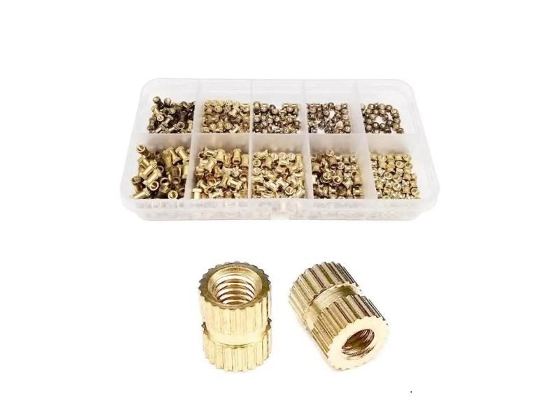 AXK 200/500pcs Brass Insert Nuts Kit Female Threaded Insert Set Knurled Nuts Carousel 2