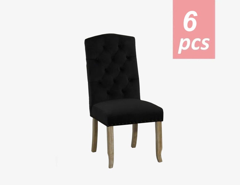 Dining Chair x 6 Black Velvet Carousel 1
