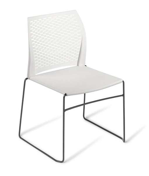 Eden Net Meeting Chair, Stacking, Black Frame, White Shell Carousel 1
