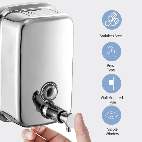 Stainless Steel Hand Sanitizer Dispenser Wall Mount Soap Dispenser(1000ml) Carousel 2