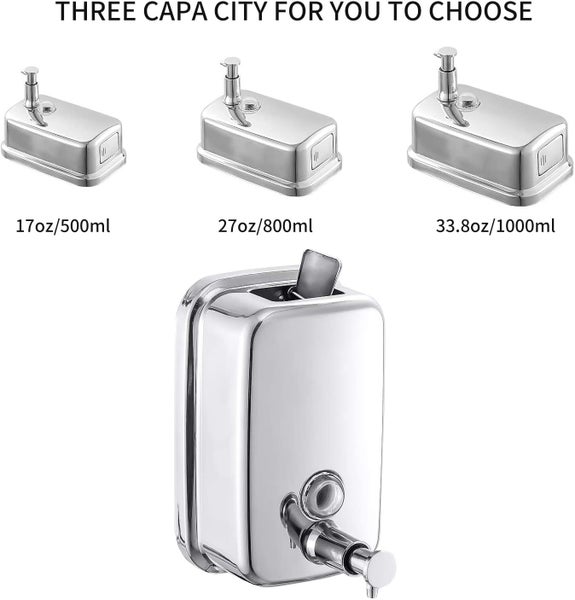 Stainless Steel Hand Sanitizer Dispenser Wall Mount Soap Dispenser(1000ml) Carousel 7