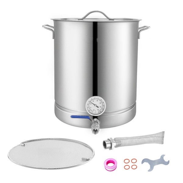 New Stainless Steel Home Brew Kettle Set 16Gal Beer Stock Pot with Accessories Carousel 1