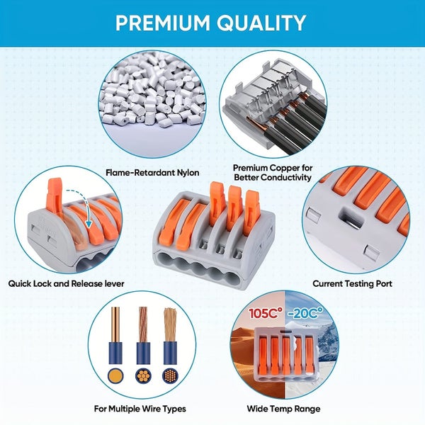 60PCS Lever Wire Nut Connectors. Compact Splicing Wire Connector,2 4 Carousel 2