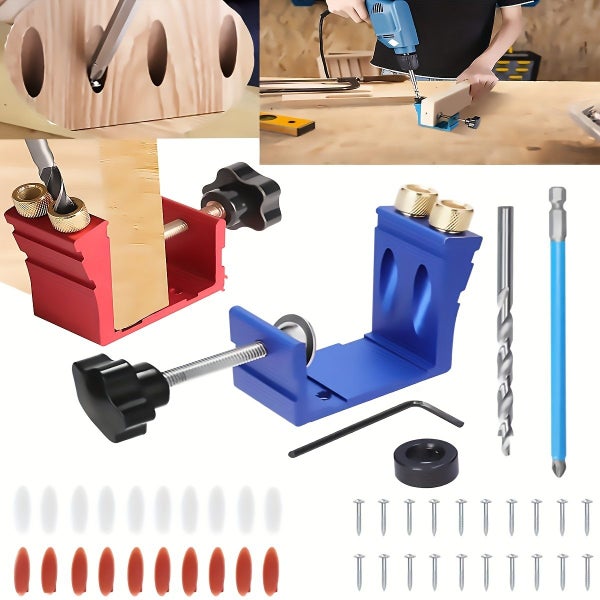 Pocket Hole Jig Kit Dowel Drill Joinery Screw Kit Carpenters Wood Carousel 1
