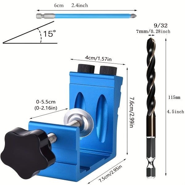 Pocket Hole Jig Kit Dowel Drill Joinery Screw Kit Carpenters Wood Carousel 2