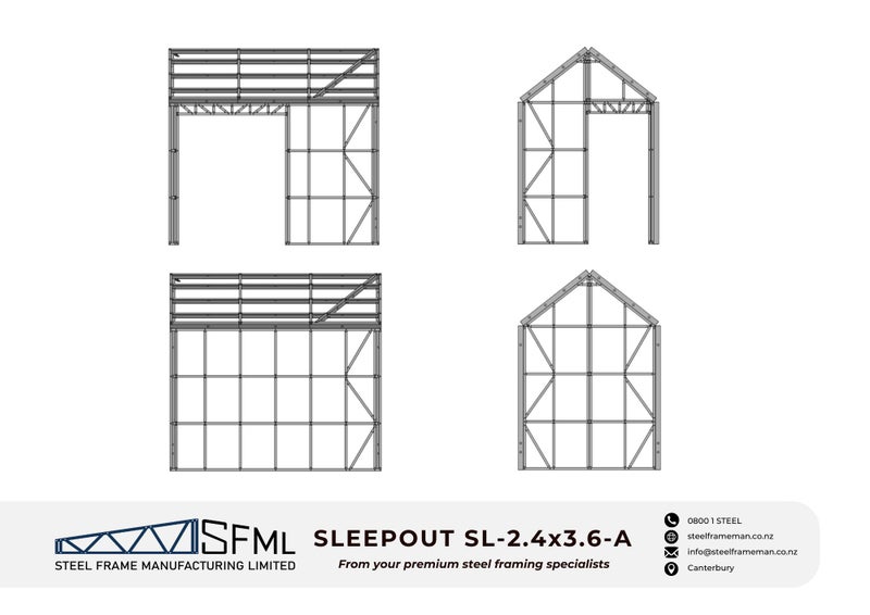 Sleepout Steel Frame Kitset - 2.4m x 3.6m *SPECIAL FREE DELIVERY OFFER!* Carousel 2